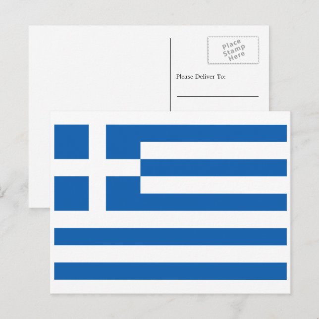 Grekiska Flagga, Flagga Grekland Vykort (Fram/baksida)