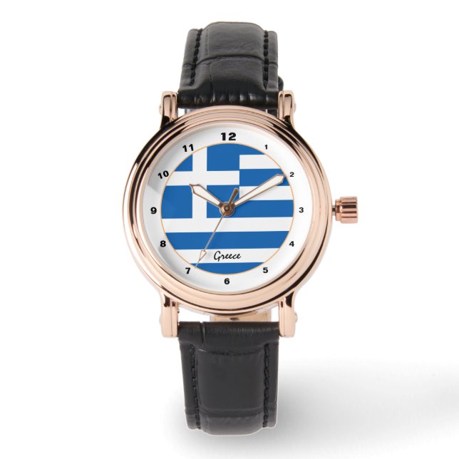 Grekiska Flagga & Greece trendig mode /design watc Armbandsur (Framsida)