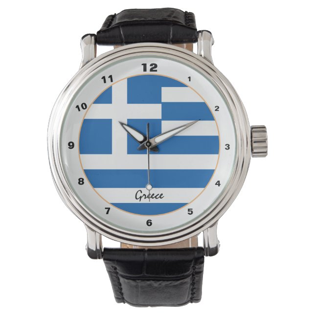 Grekiska Flagga & Greece trendig mode /design watc Armbandsur (Framsida)