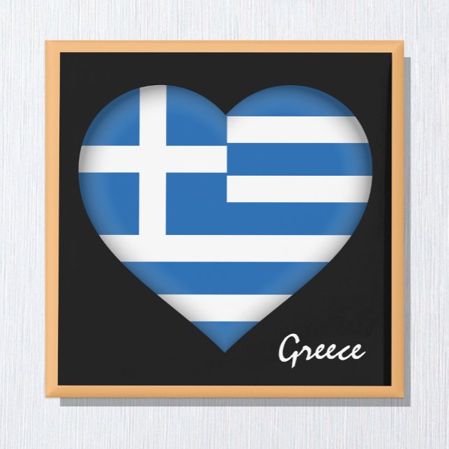 Grekiska flagga & Grekiska hjärtat, Greklands helg Magnet (Skapare uppladdad)
