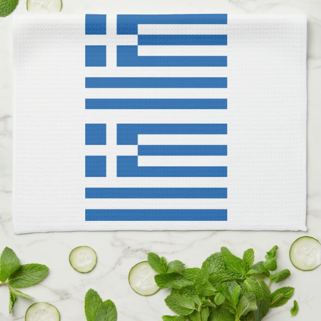Grekiska Flagga Grekland Blue White 4Eleni Kitchen Kökshandduk (Vikta)