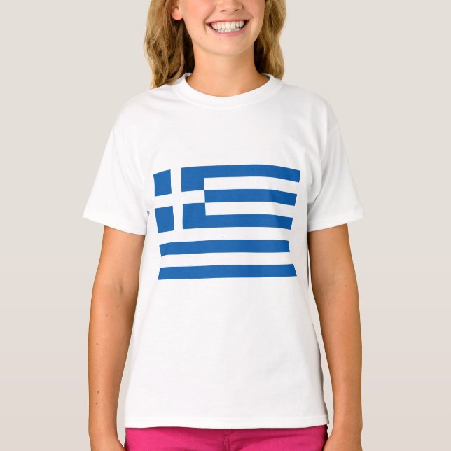 Grekiska Flagga (Grekland) T Shirt (Framsida)