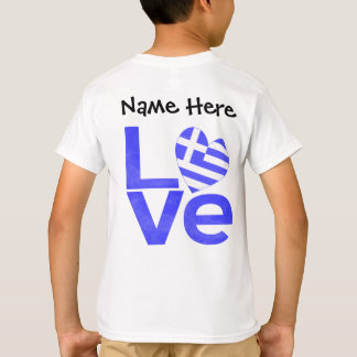 Grekiska Flagga Heart Blue KÄRLEK med ditt namn T Shirt