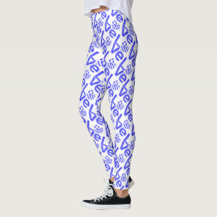 Grekiska Flagga Heart Blue KÄRLEK Tiled Leggings