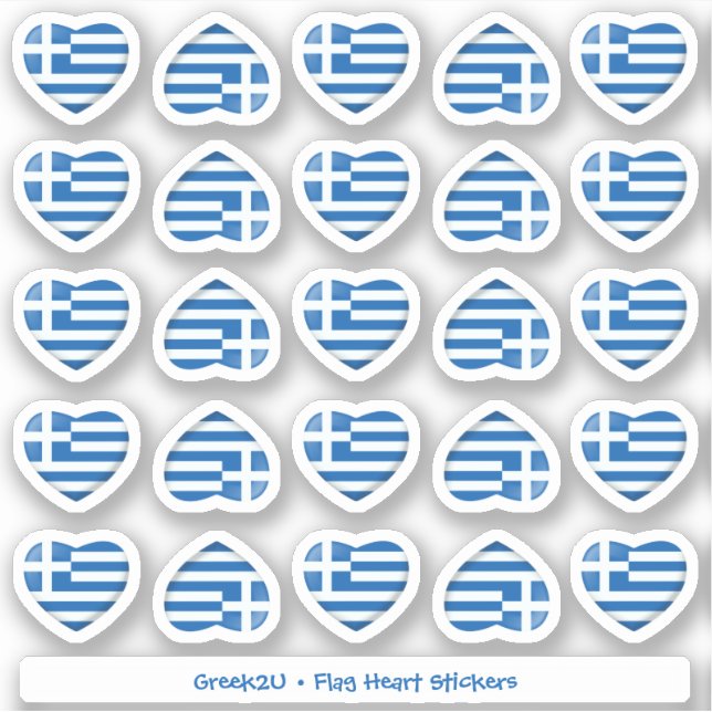 Grekiska Flagga Heart Contour Stickers Klistermärken (Framsida)