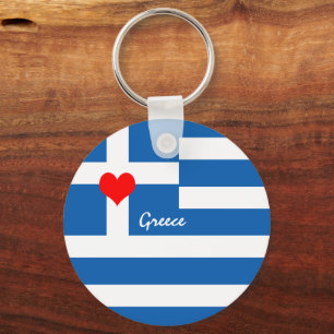 Grekiska flagga & Heart, Kärlek Grekland, resor/sp Nyckelring