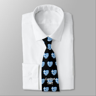 Grekiska Flagga Heart Mönster Slips