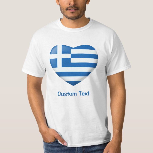 Grekiska Flagga Heart T Shirt (Framsida)