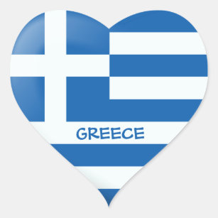 Grekiska Flagga Hjärtformat Klistermärke