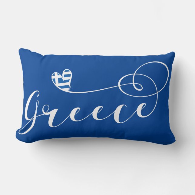 Grekiska Flagga in Heart, Grekland Lumbarkudde (Framsida)