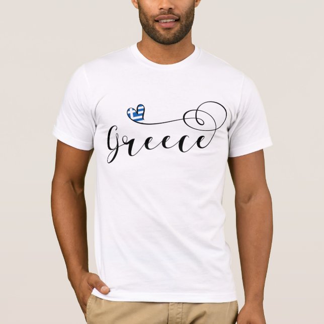 Grekiska Flagga in Heart, Grekland T Shirt (Framsida)