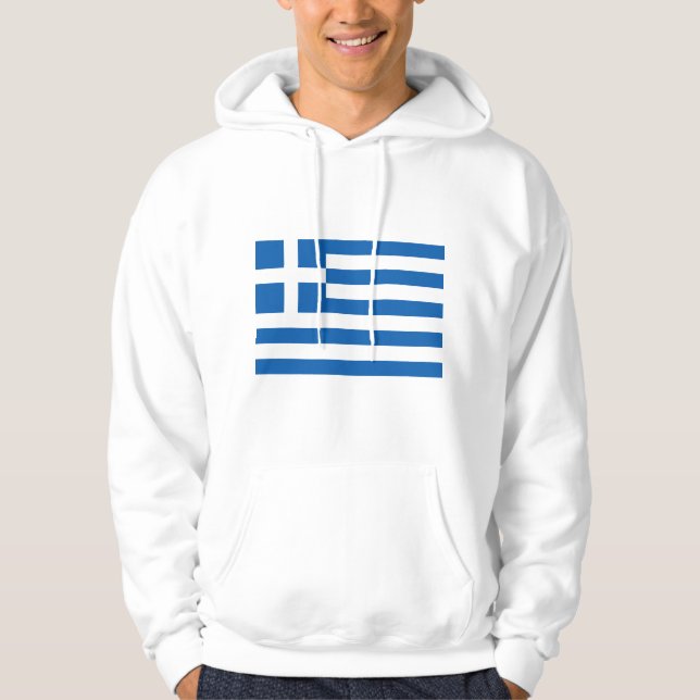 Grekiska Flagga White Hoodie (Framsida)
