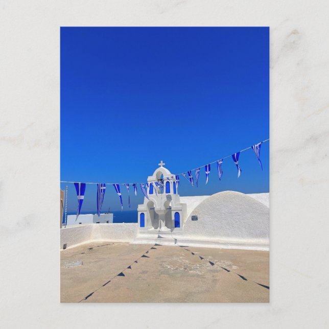 Grekiska Flaggor Vita kyrkan Bygger Grekland Vykort (Framsida)