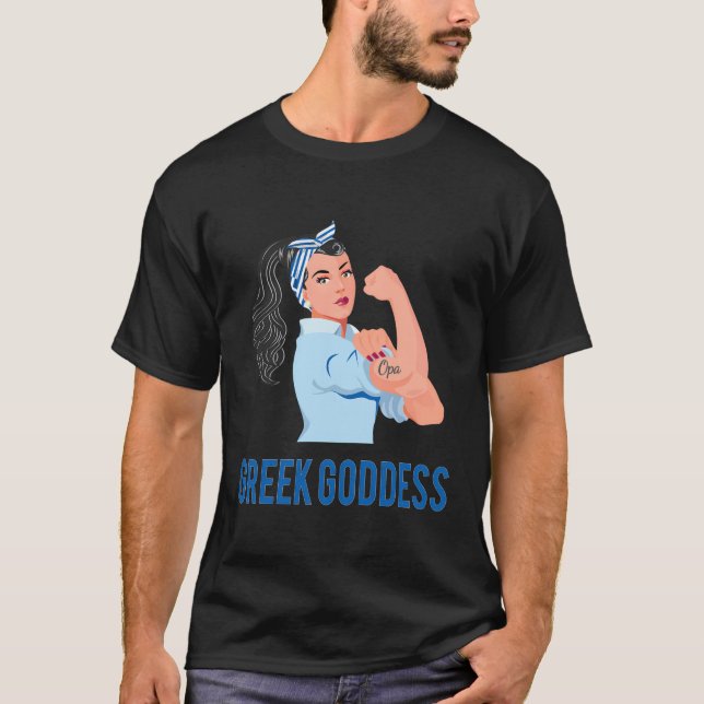 Grekiska flickans grekiska guddess starka kvinnor  t shirt (Framsida)