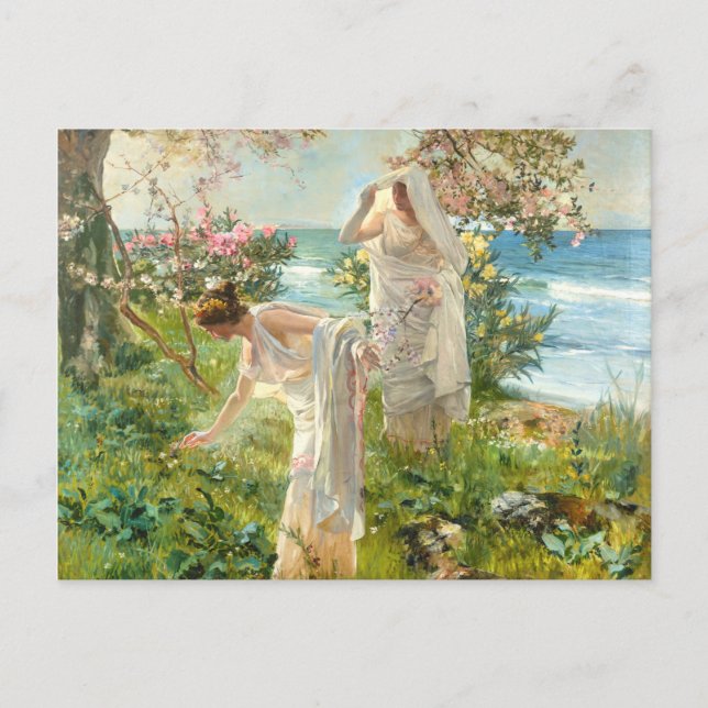 Grekiska flickor på Shore Joaquin Sorolla Y Bastid Vykort (Framsida)