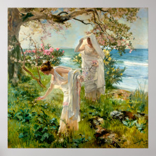 Grekiska flickor vid kusten av Joaquín Sorolla Poster