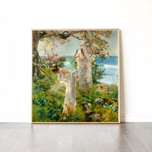 Grekiska flickor vid kusten poster