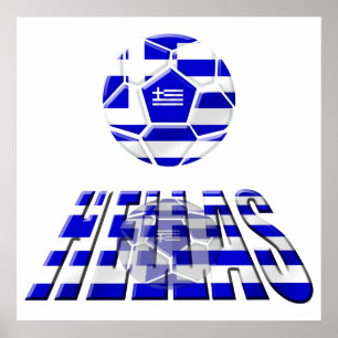 Grekiska fotbollsmatcher Hellas Logotyp Soccer Bal Poster