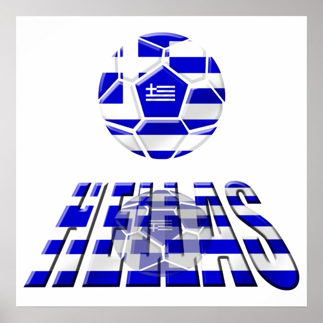 Grekiska fotbollsmatcher Hellas Logotyp Soccer Bal Poster (Framsidan)