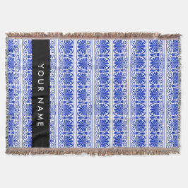 Grekiska Fret Arabesque Blue, Ditt namn, Anpassa Filt