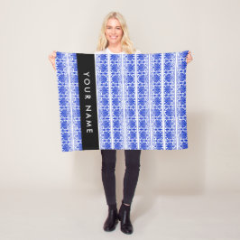Grekiska Fret Arabesque Blue, Ditt namn, Anpassa Fleecefilt