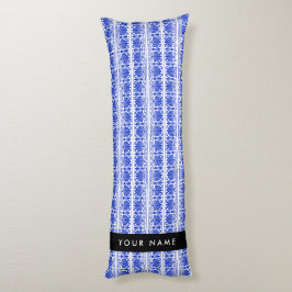 Grekiska Fret Arabesque Blue, Ditt namn, Anpassa Kroppskudde