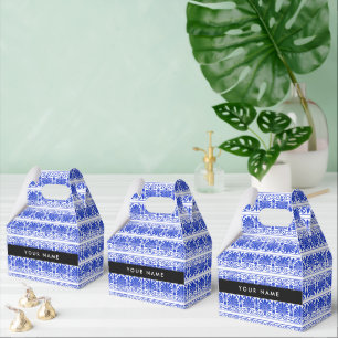 Grekiska Fret Arabesque Blue, Ditt namn, Anpassa Presentaskar