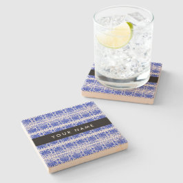 Grekiska Fret Arabesque Blue, Ditt namn, Anpassa Stenunderlägg