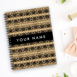 Grekiska Fret Arabesque Brown, ditt namn, Personal Anteckningsbok