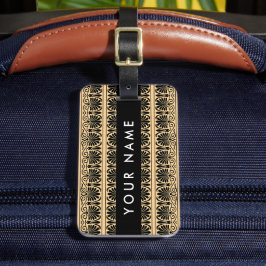 Grekiska Fret Arabesque Brown, ditt namn, Personal Bagagebricka