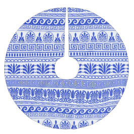 Grekiska fret, Medelhavet Mönster, blå Julgransmatta Borstad Polyester