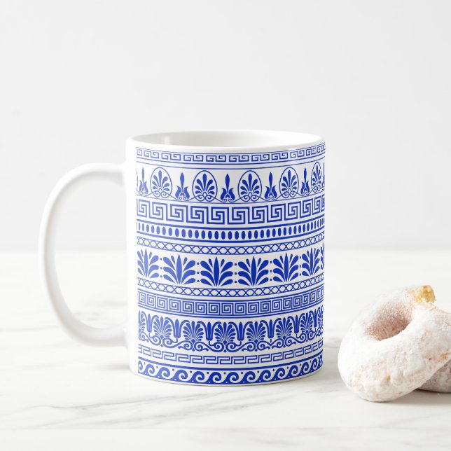 Grekiska fret, Medelhavet Mönster, blå Kaffemugg (Med munk)