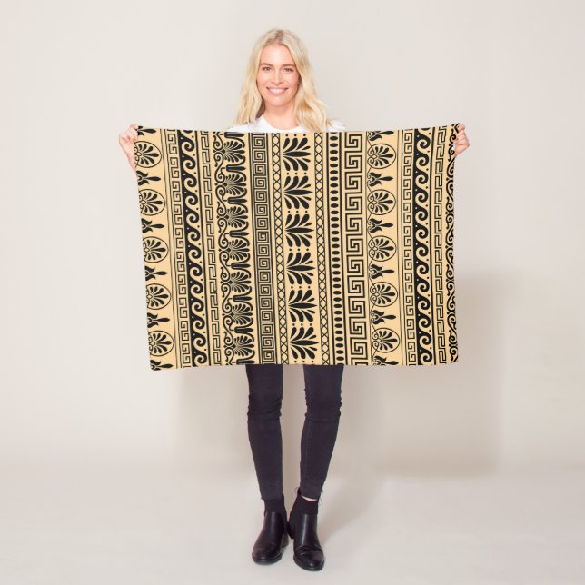 Grekiska Fret, Medelhavet Mönster, Brown Fleecefilt (På plats)