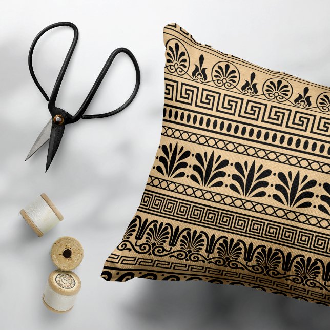 Grekiska Fret, Medelhavet Mönster, Brown Prydnadskudde (Skapare uppladdad)