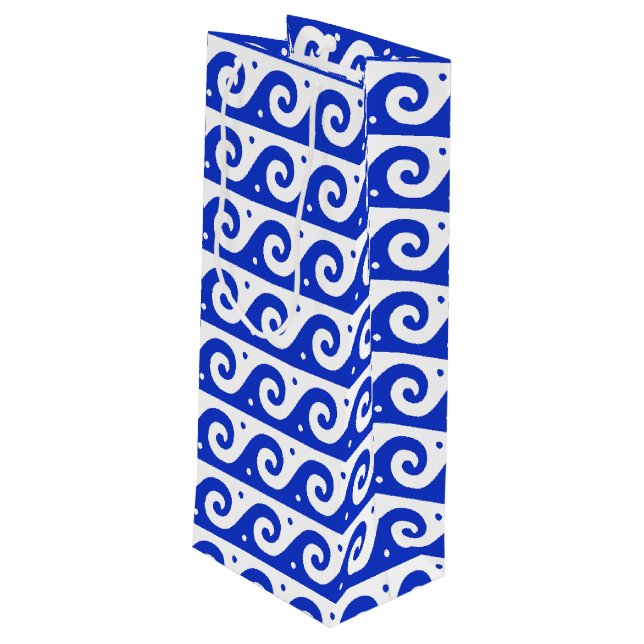 Grekiska fret, Medelhavsvågorna Mönster, blå (Baksidan Vinklad)