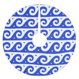 Grekiska fret, Medelhavsvågorna Mönster, blå Julgransmatta Borstad Polyester