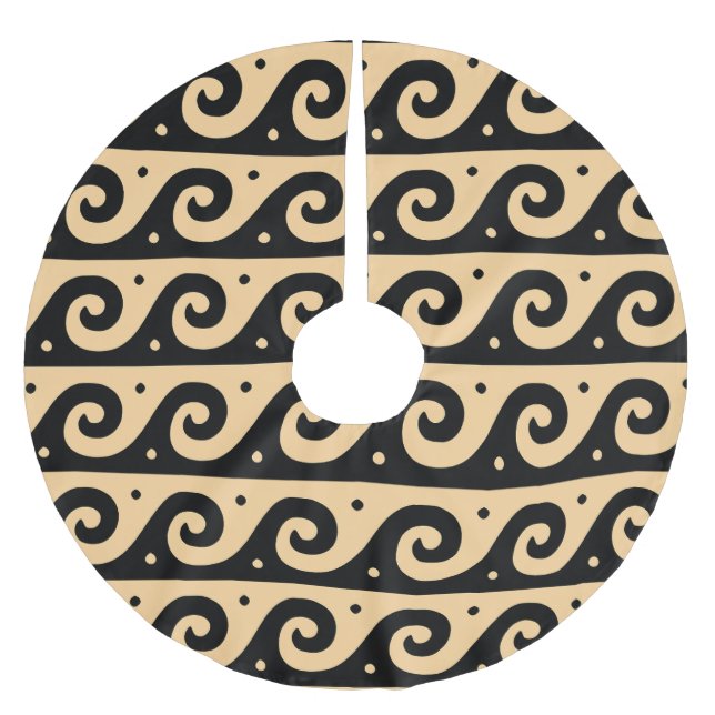 Grekiska Fret, Medelhavsvågorna Mönster, Brown Julgransmatta Borstad Polyester (Framsidan)