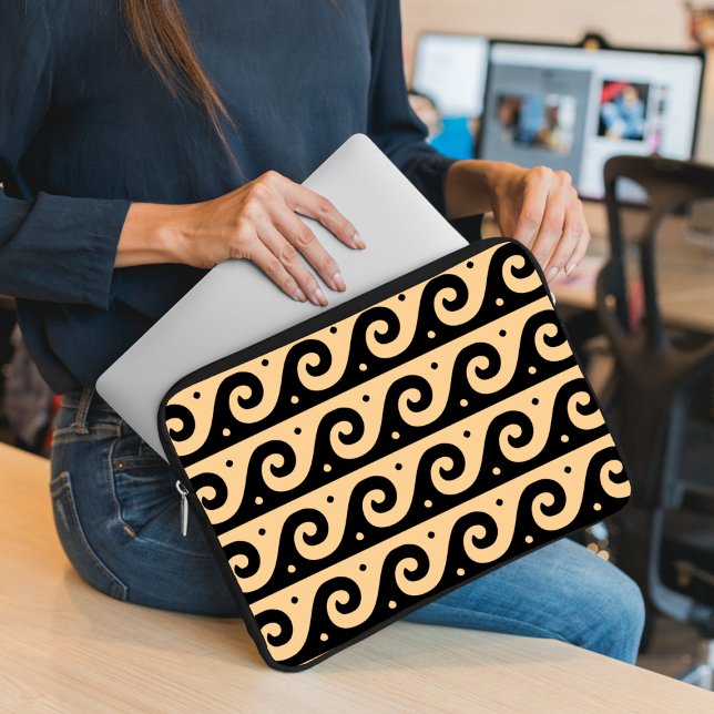 Grekiska Fret, Medelhavsvågorna Mönster, Brown Laptop Fodral (Skapare uppladdad)