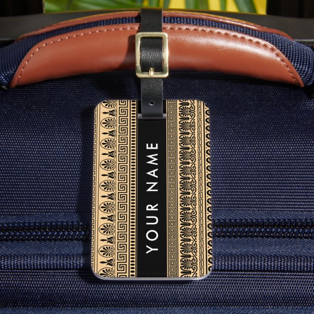 Grekiska Fret, Mixed Meander Nyckel, Brown, ditt n Bagagebricka (Framsida Insitu 2)