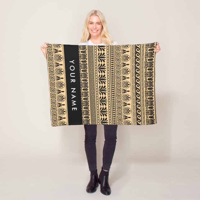 Grekiska Fret, Mixed Meander Nyckel, Brown, ditt n Fleecefilt (På plats)