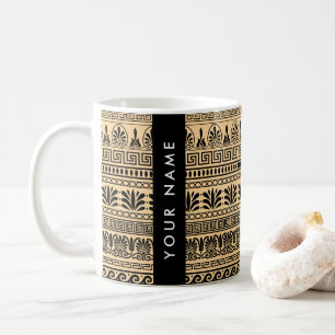 Grekiska Fret, Mixed Meander Nyckel, Brown, ditt n Kaffemugg