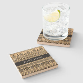 Grekiska Fret, Mixed Meander Nyckel, Brown, ditt n Stenunderlägg