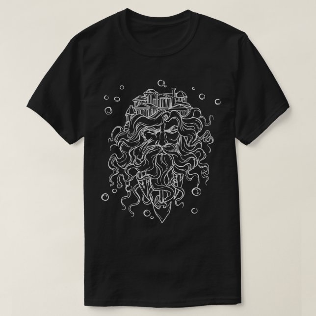 Grekiska Gud Poseidon Kung vid den grekiska havshä T Shirt (Design framsida)