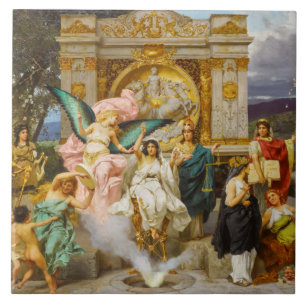 Grekiska gudar på berget Parnassus Kakelplatta