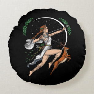 Grekiska guddess Artemis Rund Kudde