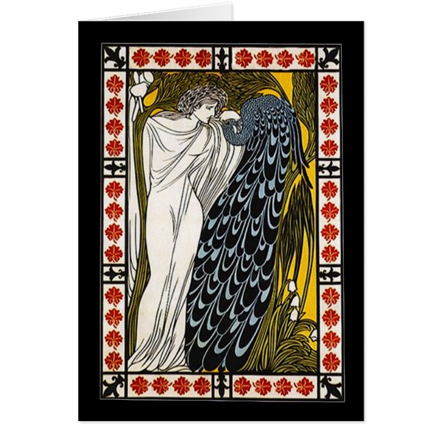 Grekiska guddess Peacock Tack Efharisto-anteckning OBS Kort (Framsidan)
