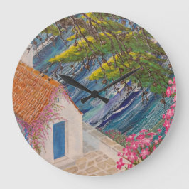 Grekiska Helgdagar Blue och Rosa Stor Klocka