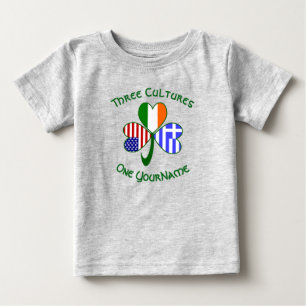 Grekiska irländska amerikanska Flaggor Shamrock Di T Shirt
