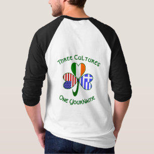 Grekiska irländska amerikanska Flaggor Shamrock Di T Shirt