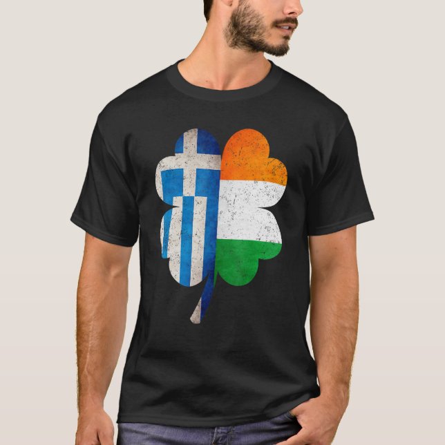 Grekiska irländska Shamrock Greece Ireland Flagga  T Shirt (Framsida)